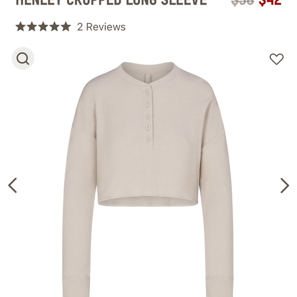 SKIMS STONE WAFFLE CROPPED HENLEY AND MATCHING PANTS SIZE MEDIUM WORN 1 Time! - Picture 1 of 3